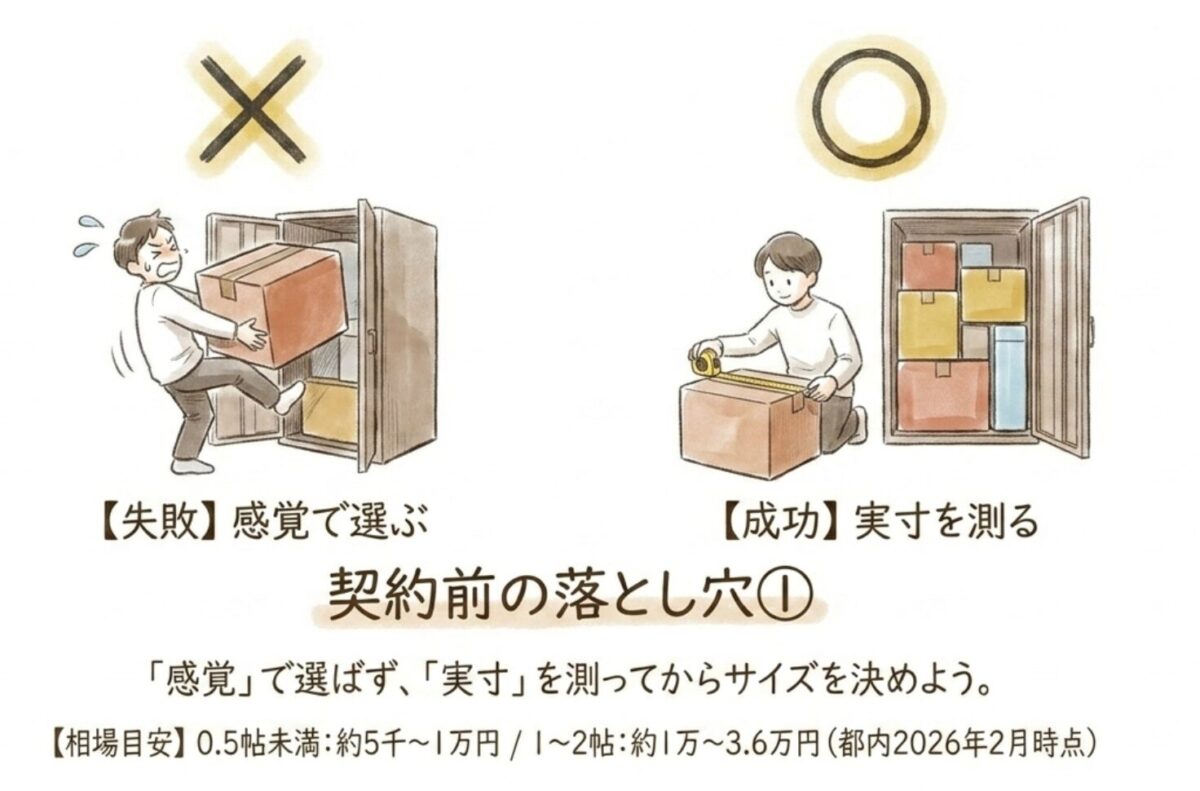 契約前の落とし穴1。感覚で選ばず、実寸を測ってからサイズを決める