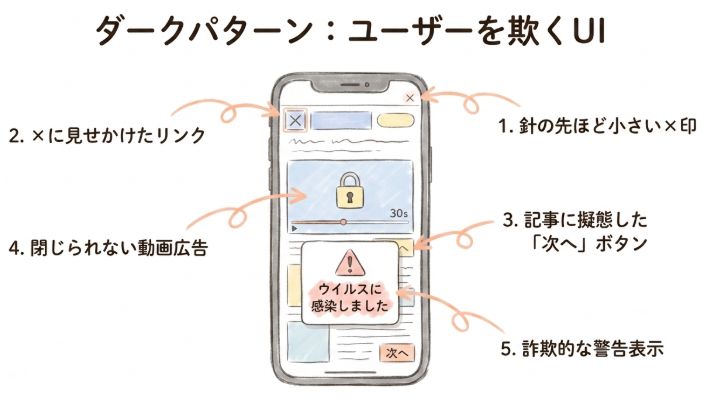 ダークパターン:ユーザーを欺くUI