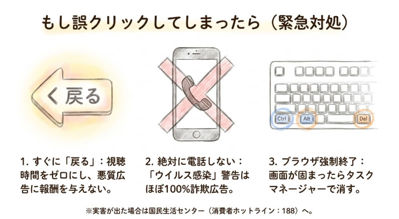 もし誤ってクリックしてしまった場合の緊急対処法