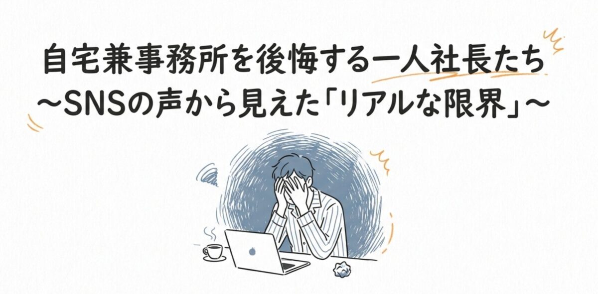 自宅兼事務所を後悔する一人社長が多い理由|SNSと掲示板の声から見えた共通点